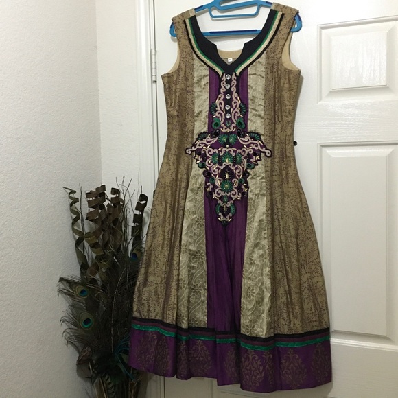 Purple Tan Anarkali - Picture 1 of 4